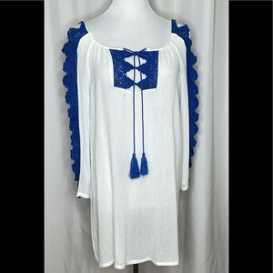 Solitare Swim Cover-up Crocheted Trim Medium